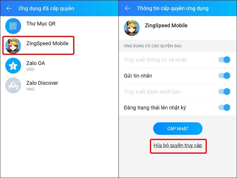 Hủy bỏ ứng dụng bạn muốn