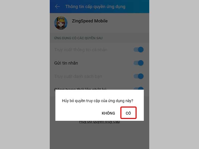 Nhấn Có để hoàn tất cài đặt
