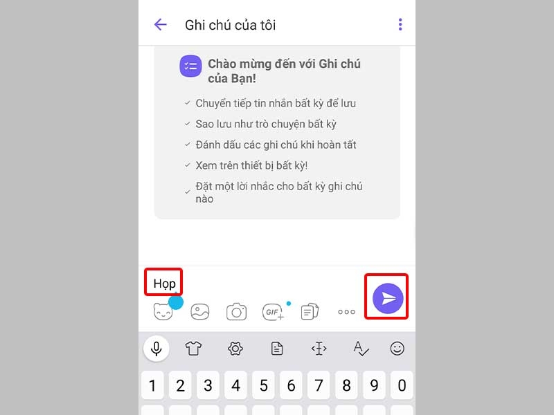 Nhập nội dung ghi chú và nhấn Gửi