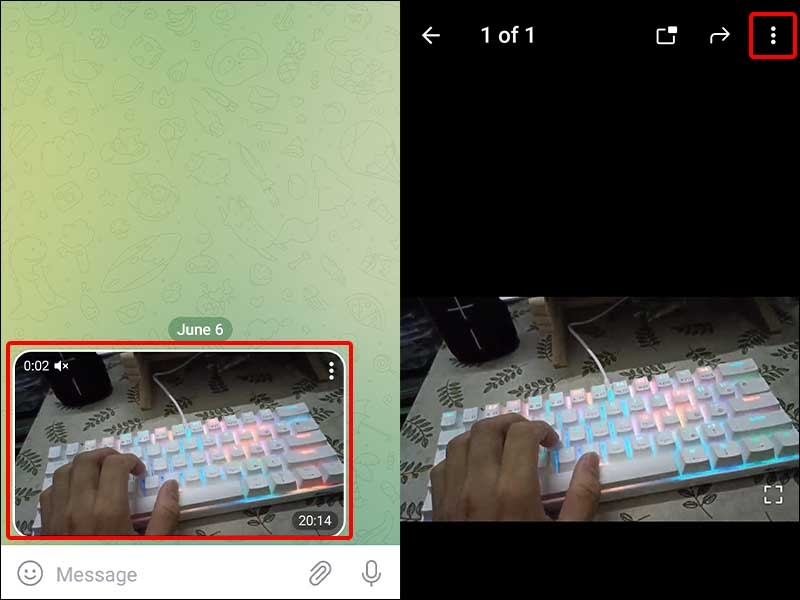 Nhấn vào Video và chọn biểu tượng Ba chấm