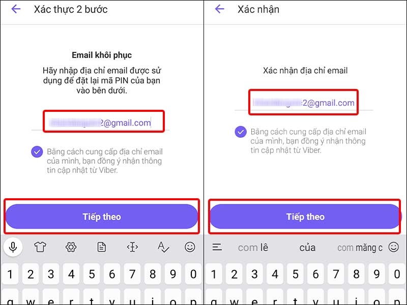 Nhập và xác thực Email khôi phục của bạn và nhấn Tiếp theo