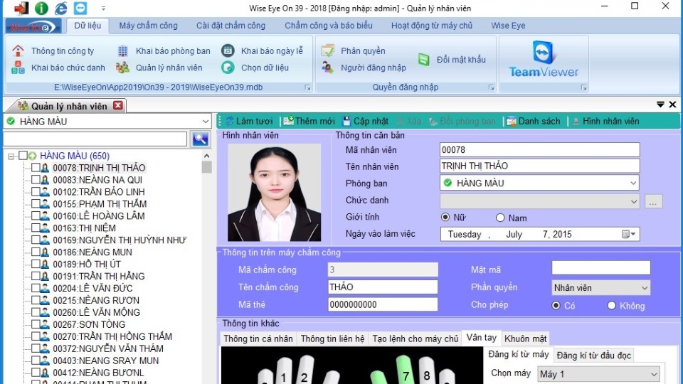 phần mềm chấm công Wise Eye