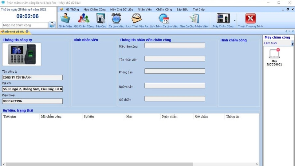 phần mềm chấm công Ronald Jack Pro