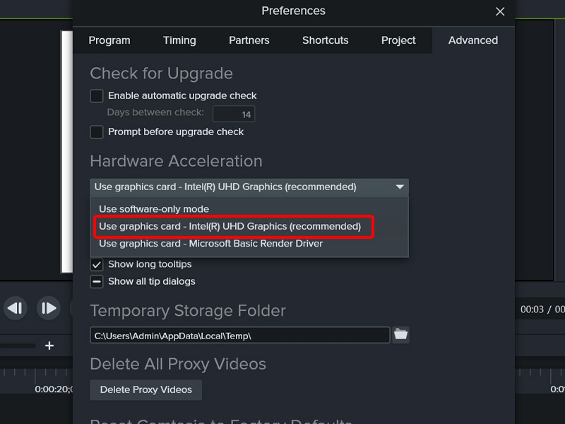Lựa chọn chế độ render mong muốn