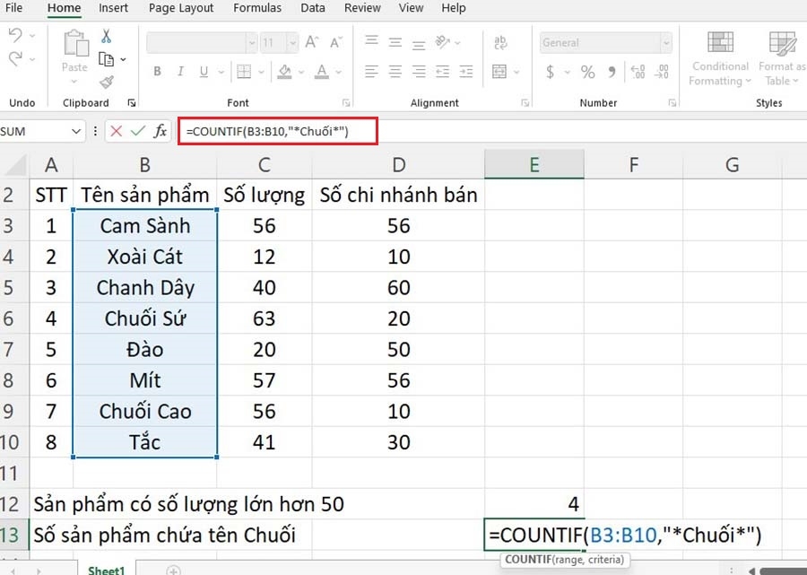 Hướng dẫn cụ thể hàm COUNTIF và hàm COUNTIFS trong Excel