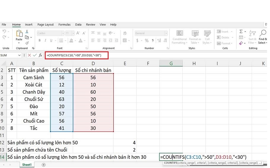Hướng dẫn cụ thể hàm COUNTIF và hàm COUNTIFS trong Excel