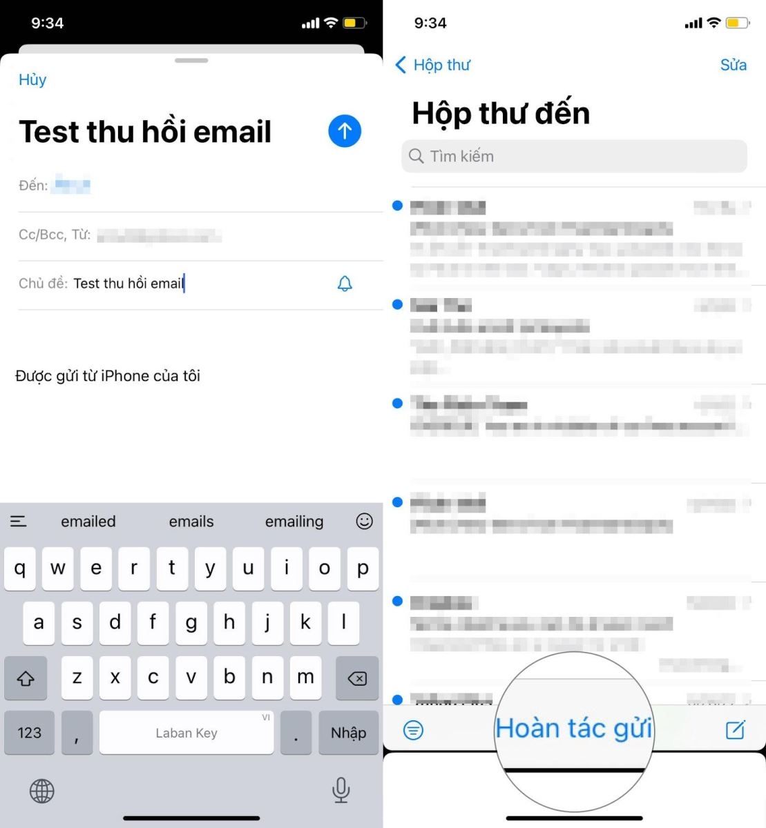 Cách thu hồi email sau khi bấm nút Gửi 2