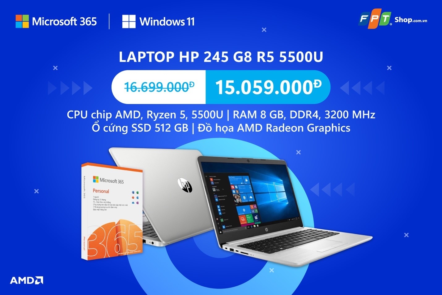 Laptop HP 245 G8 R5 5500U