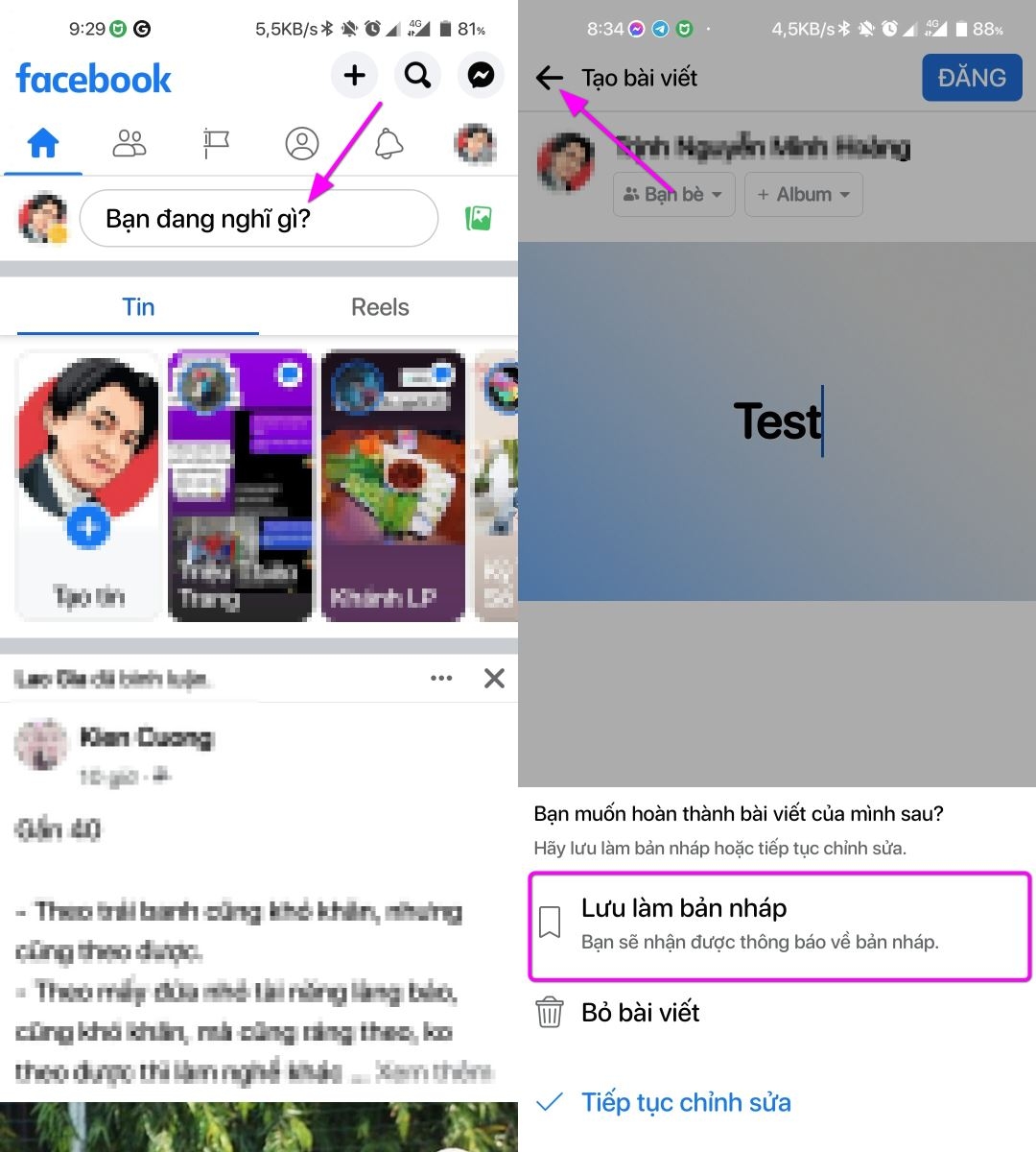 Cách lưu status Facebook thành bản nháp trên Android - Ảnh 1