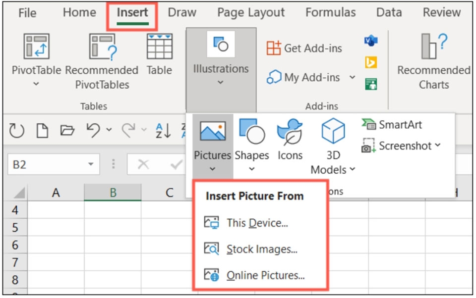 Thêm ảnh vào Excel - Ảnh 02 Thêm ảnh vào Excel - Ảnh 02