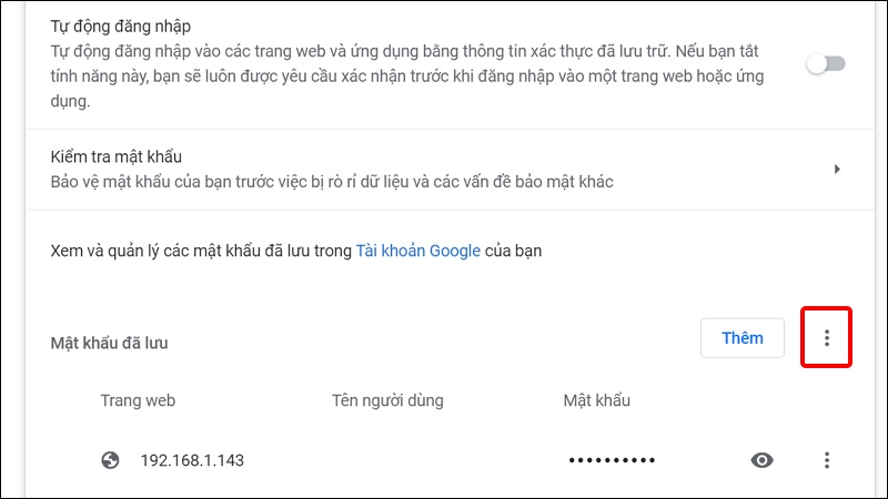 Nhấn vào Ba chấm