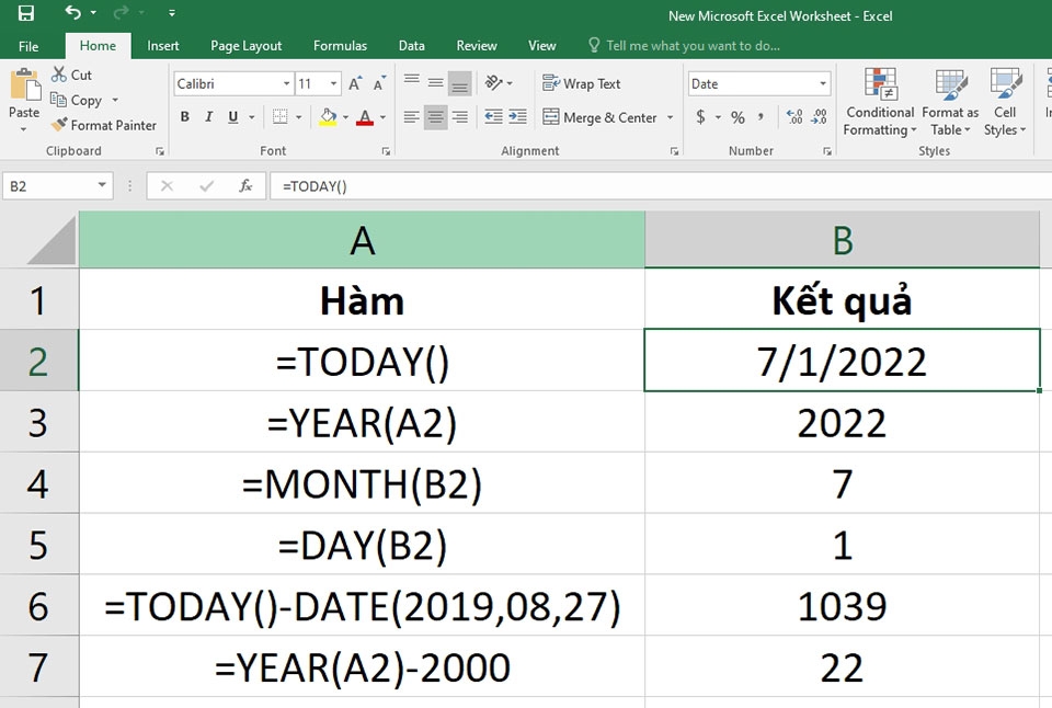 Hàm TODAY trong Excel - Ảnh 02