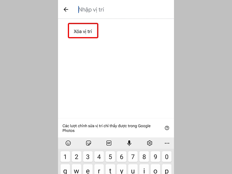 Chọn Xóa vị trí