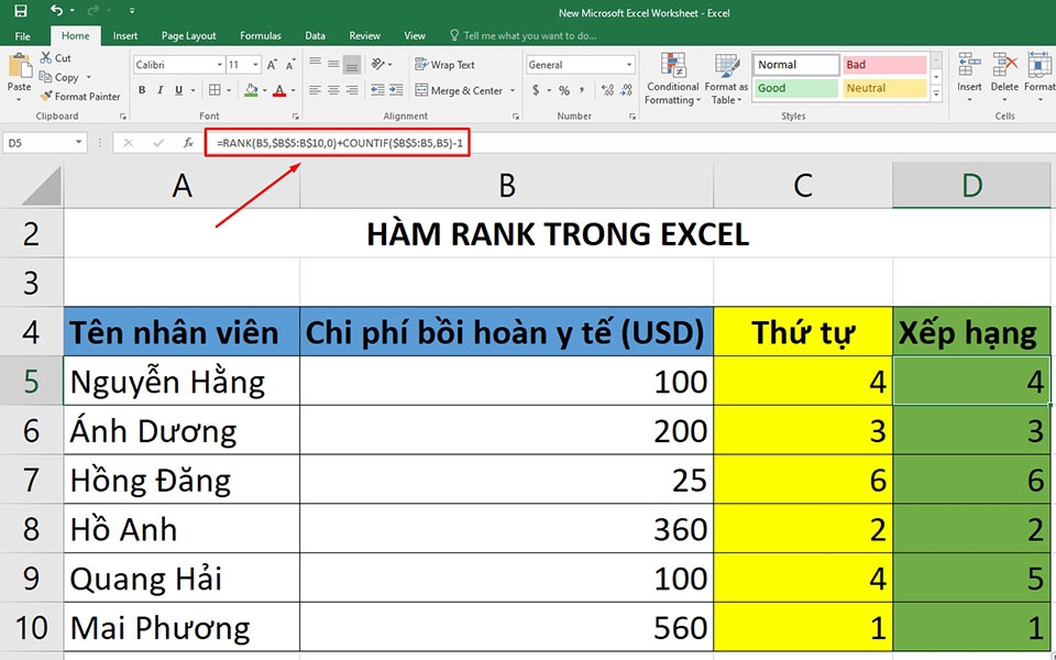 Hàm RANK trong Excel - Ảnh 06