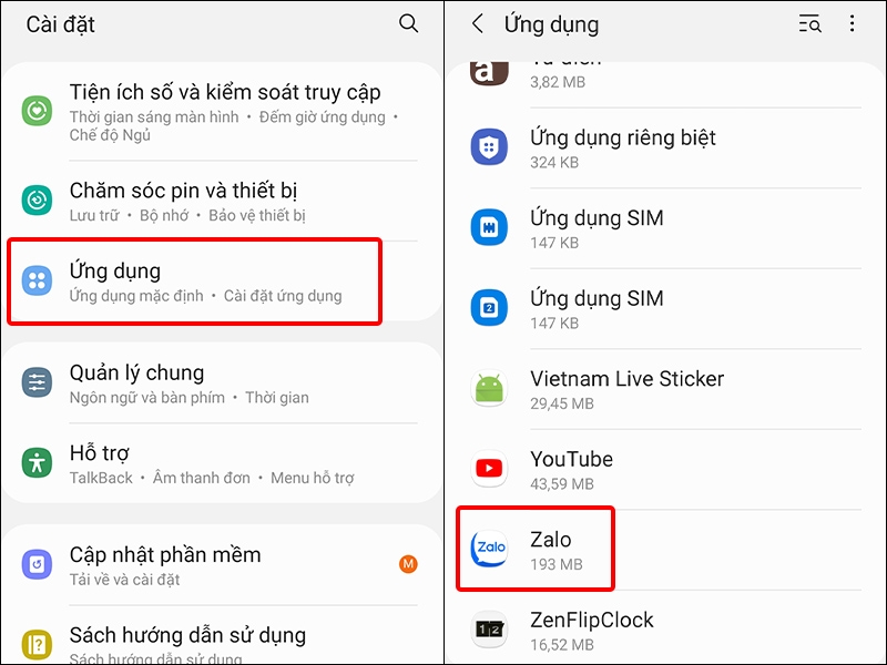 Vào Ứng dụng và chọn Ứng dụng bạn muốn