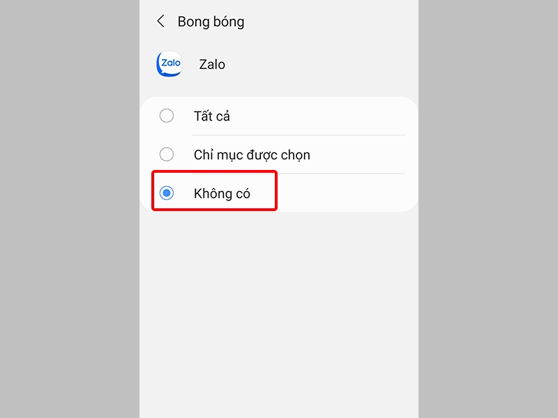 Chọn Không có