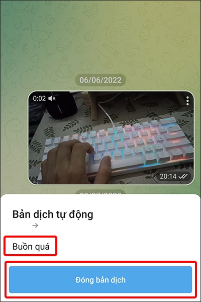Chọn Đóng bản dịch