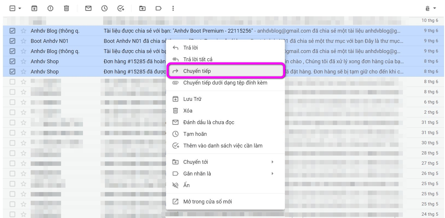 Cách chuyển tiếp nhiều email Gmail cùng lúc - Ảnh 2