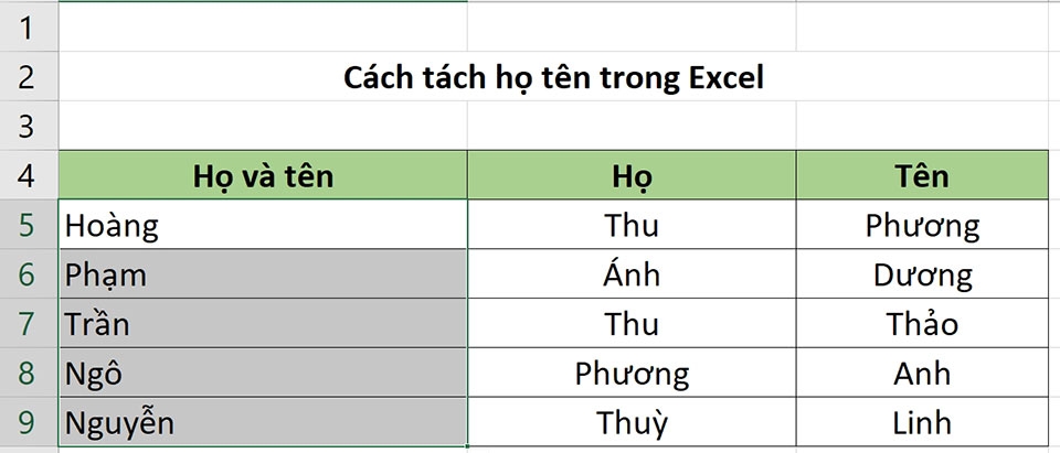 Tách họ tên trong Excel - Ảnh 07