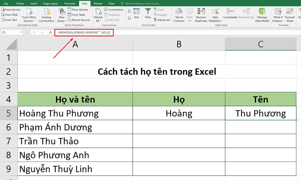 Tách họ tên trong Excel - Ảnh 12