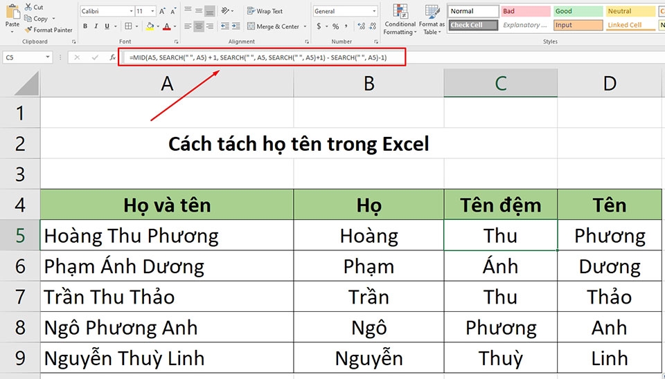 Tách họ tên trong Excel - Ảnh 13