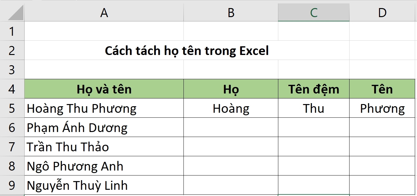 3 cách tách họ tên trong Excel vô cùng đơn giản