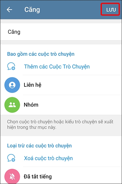 Nhấn LƯU để hoàn tất cài đặt