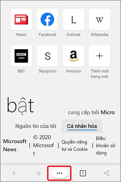 Nhấn vào biểu tượng Ba chấm