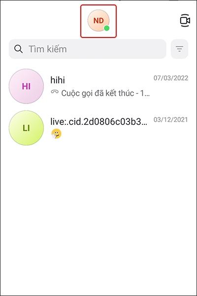 Nhấn vào biểu tượng Tài khoản
