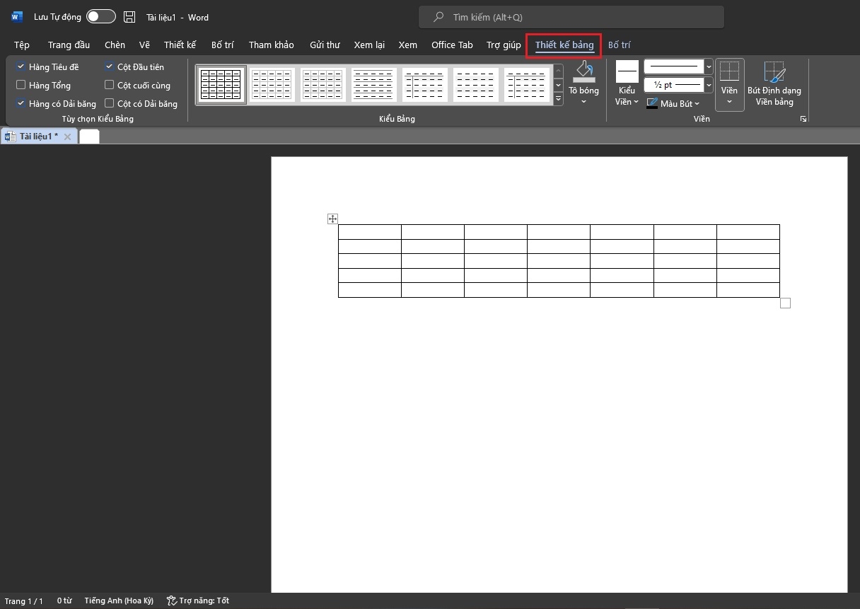 Cách trang trí bảng trong Word