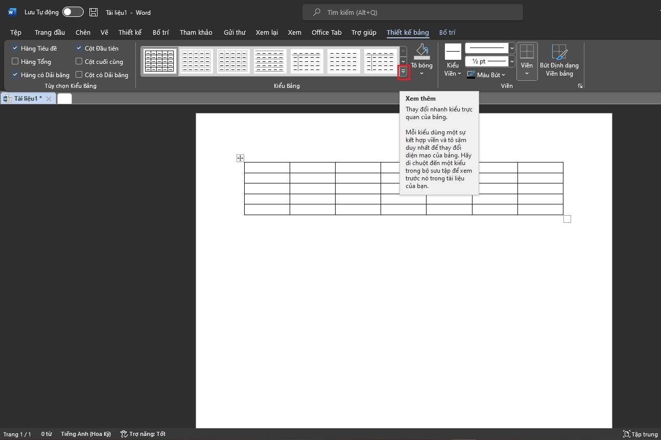 Cách trang trí bảng trong Word