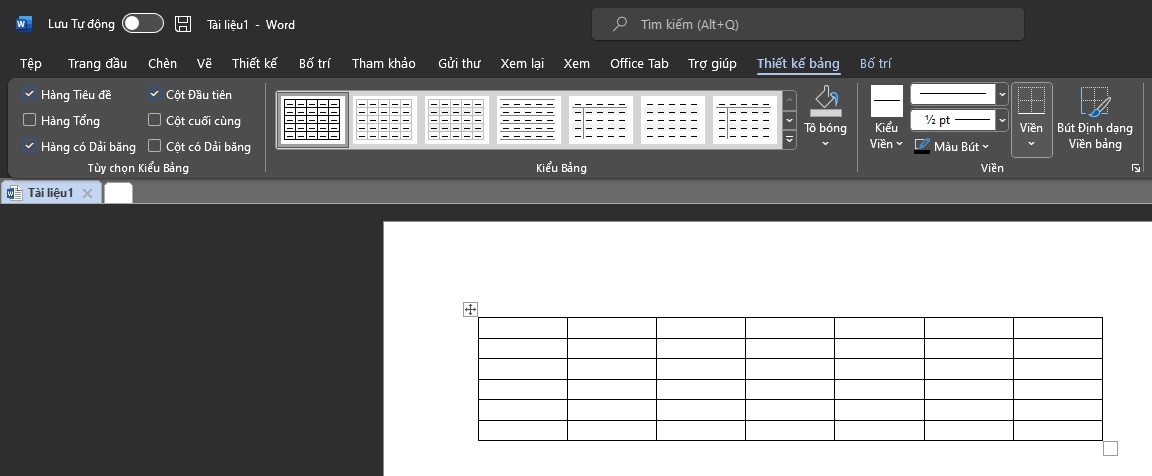 Tạo bảng trong Word