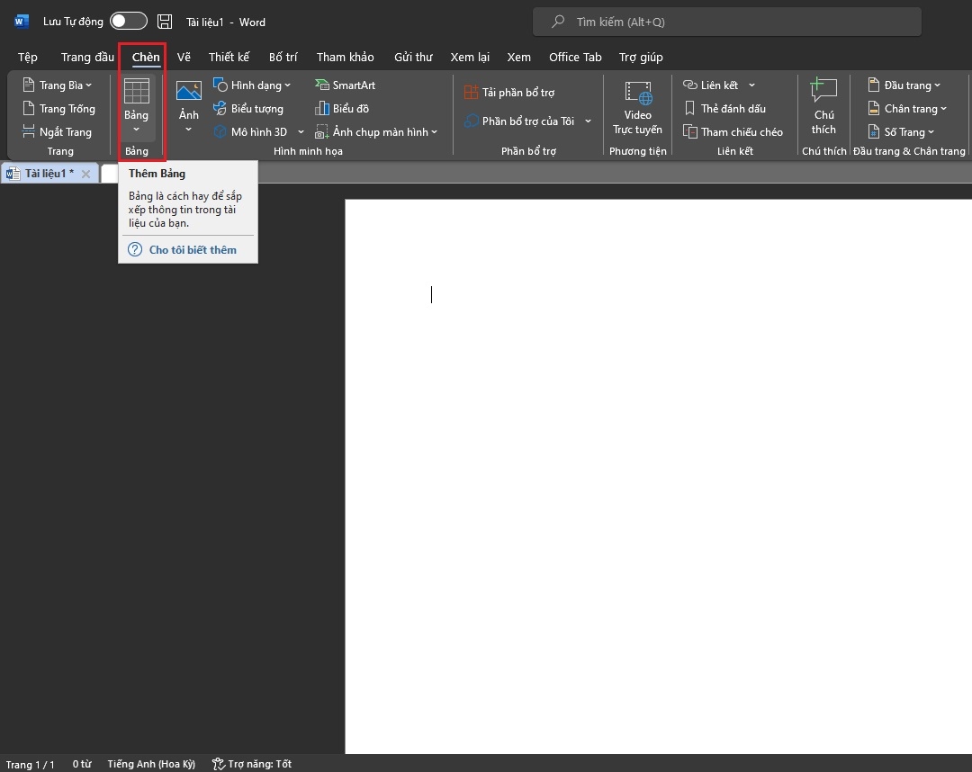 Cách tạo bảng trong Word
