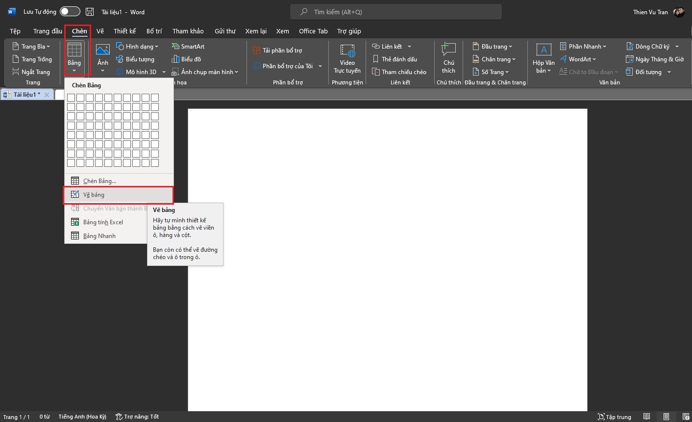 Cách tạo bảng trong Word