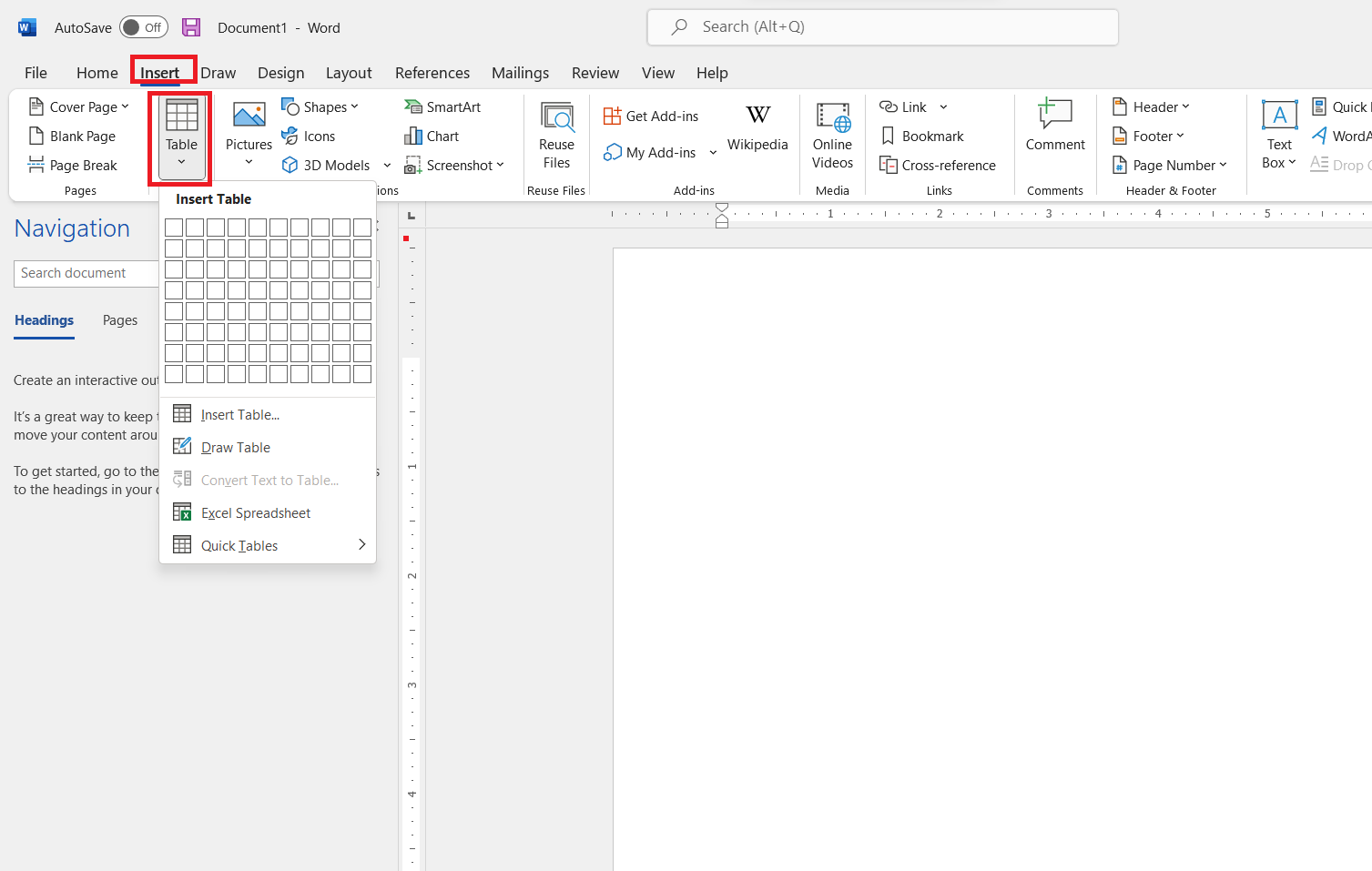 Cách tạo bảng trong Word 1