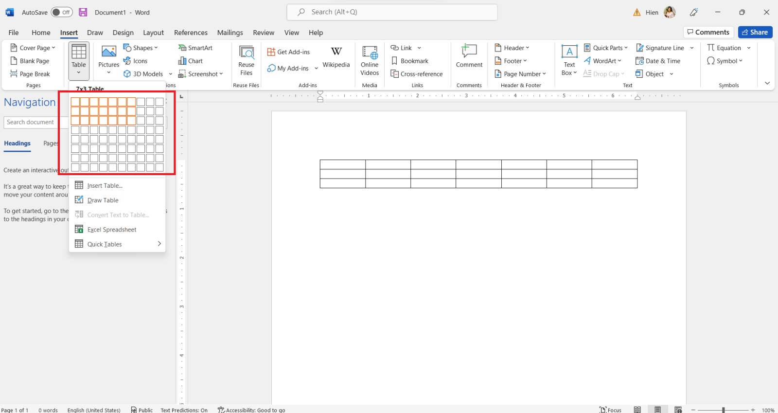 Cách tạo bảng trong Word 2