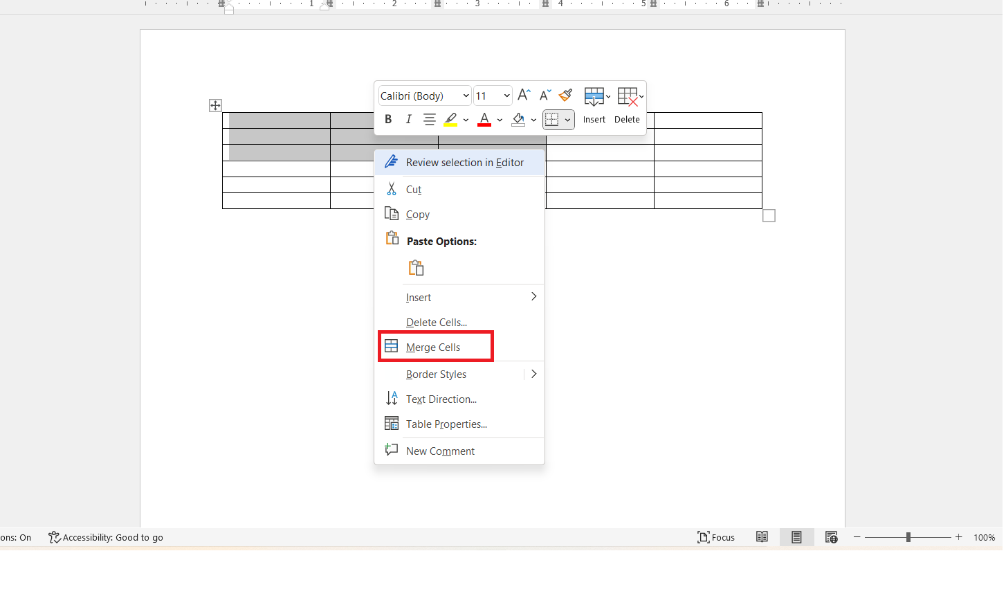 Cách gộp ô trong Word 2