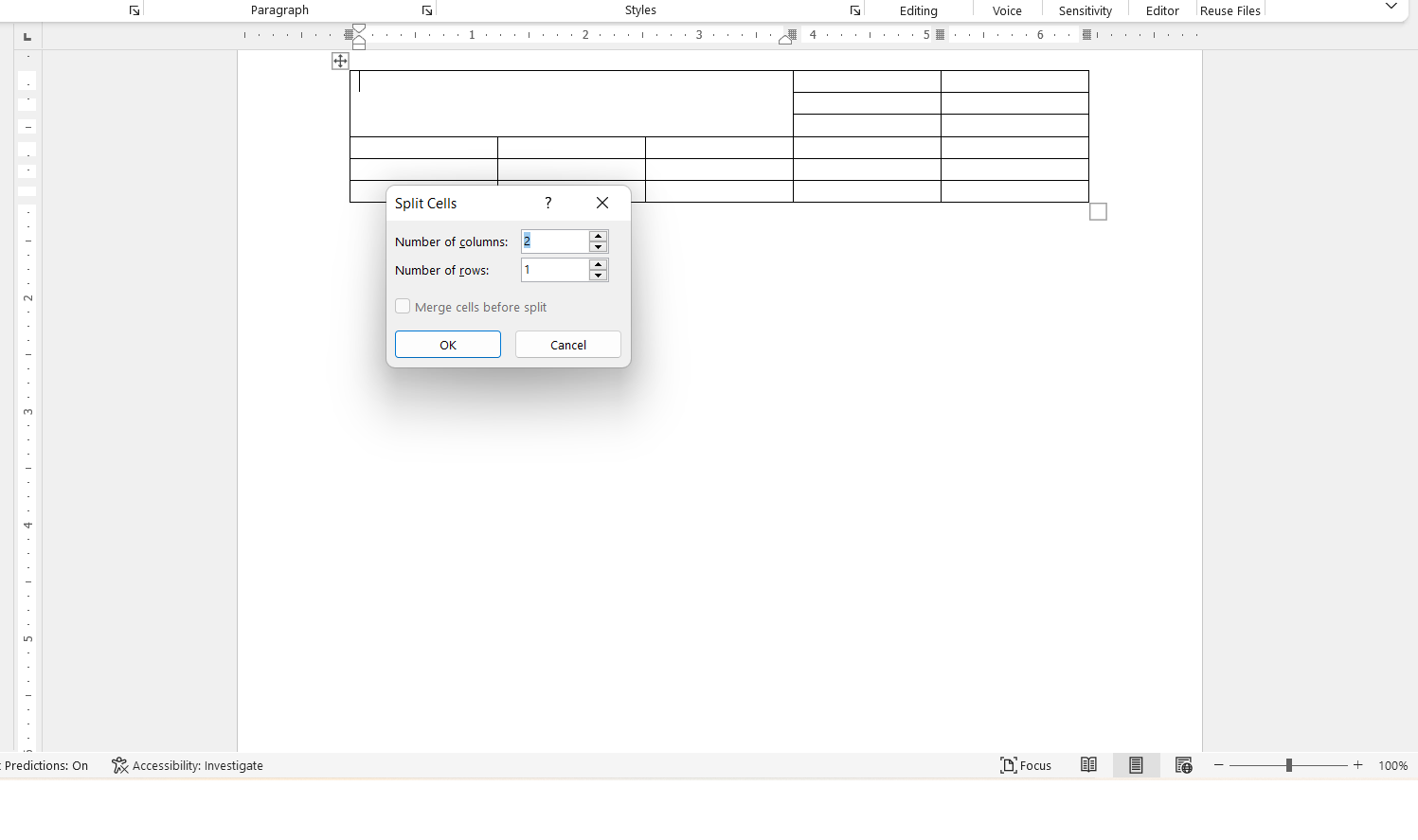 Cách tách ô trong Word 2