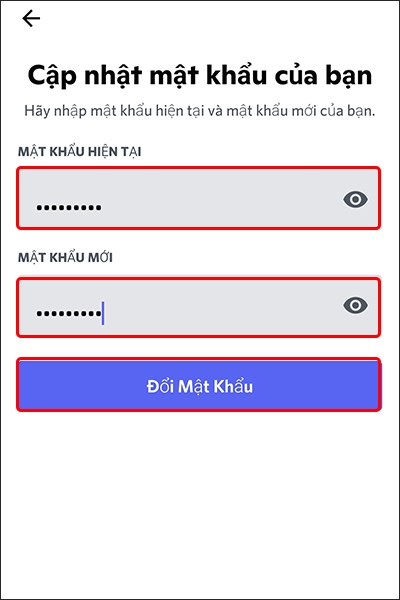 Thay đổi mật khẩu của bạn