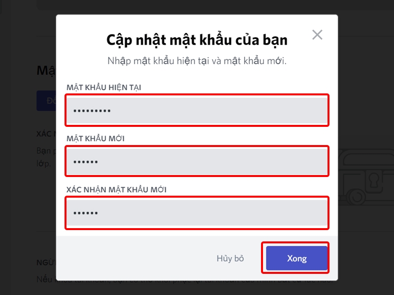 Thay đổi mật khẩu của bạn