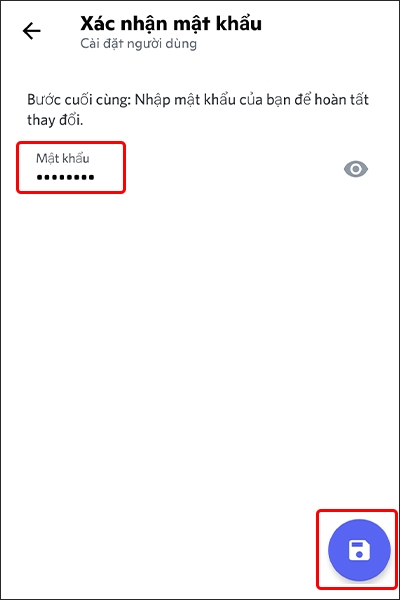 Nhập Mật khẩu để hoàn tất