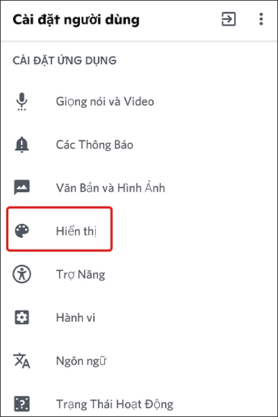 Chọn Hiển thị