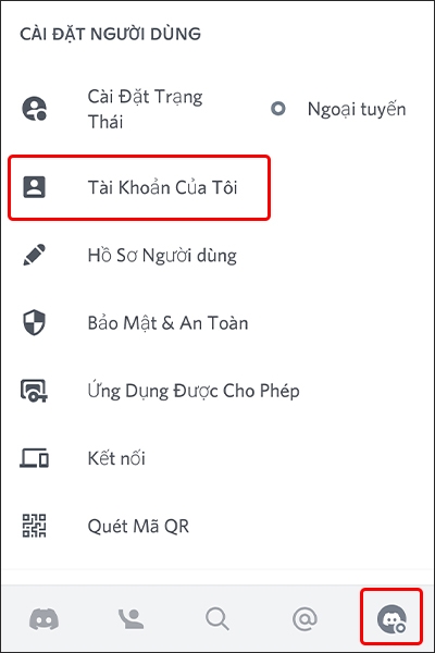 Nhấn vào Tài Khoản Của Tôi