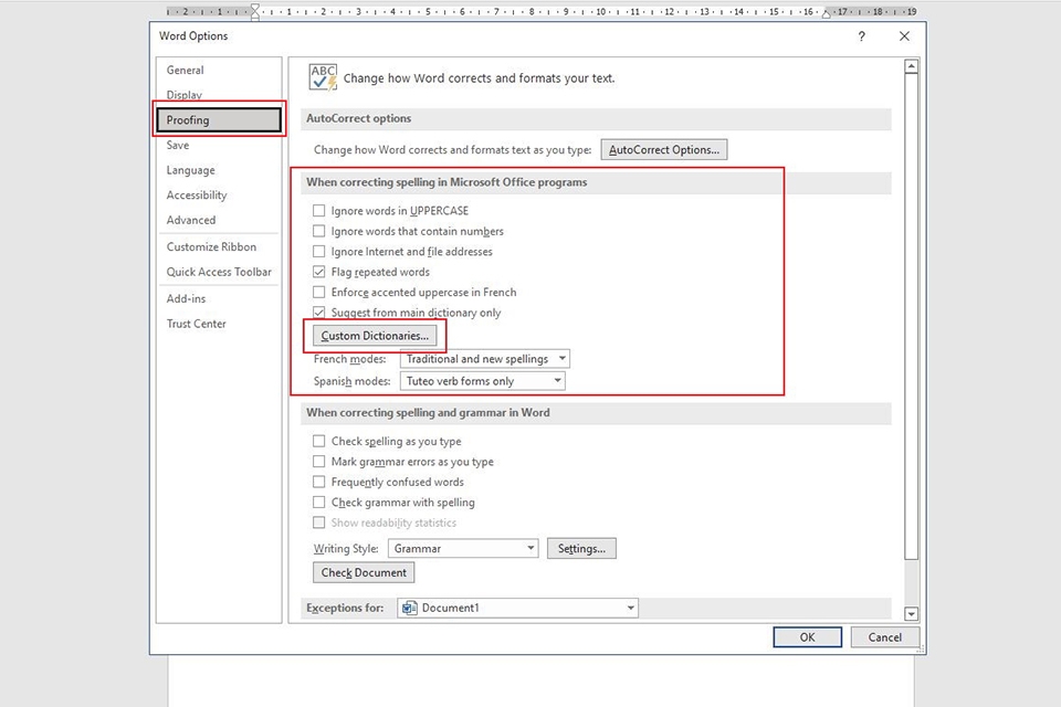 Cách cài đặt từ điển chính tả trong Word - Bước 3