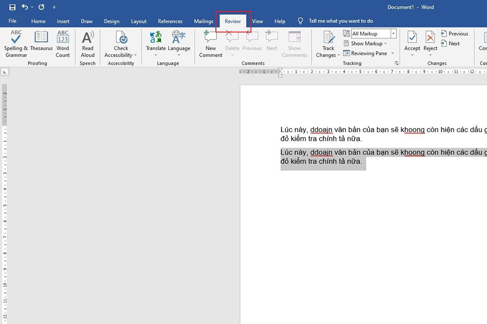 Cách tắt kiểm tra lỗi chính tả ở một đoạn văn bản trong Word - Bước 2