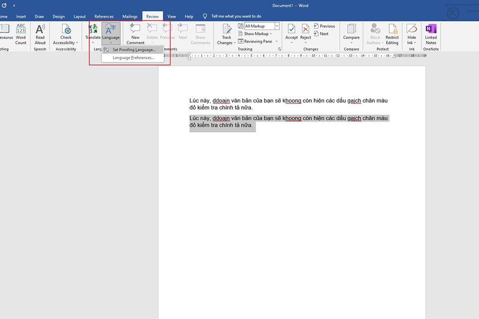 Cách tắt kiểm tra lỗi chính tả ở một đoạn văn bản trong Word - Bước 3
