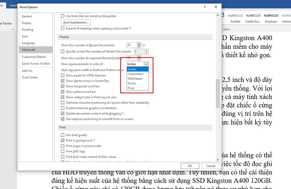Thay đổi đơn vị trong Word - Ảnh 06