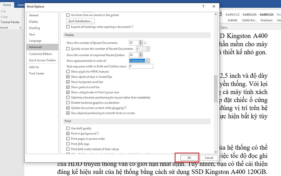 Thay đổi đơn vị trong Word - Ảnh 07