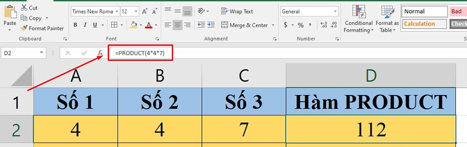 Hàm PRODUCT trong Excel - Ảnh 02