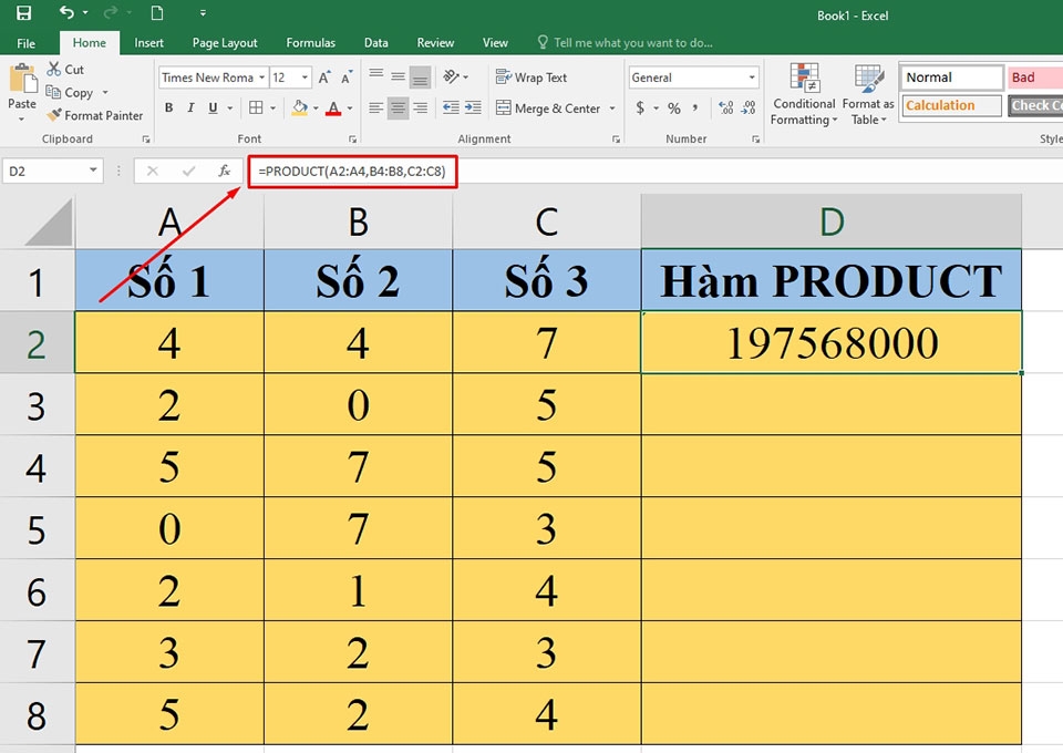Hàm PRODUCT trong Excel - Ảnh 06